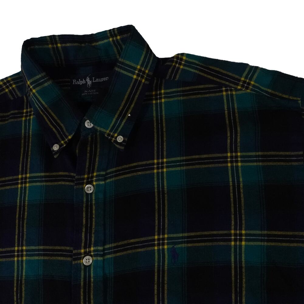 Ralph Lauren Blaire Vintage Grunge Plaid Flannel Button Up Shirt Men's XL